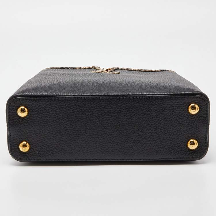 Pre Owned Louis Vuitton Black Taurillon Leather and Python Capucines BB Bag
