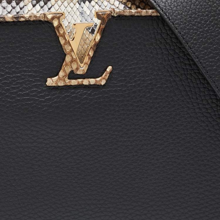 Pre Owned Louis Vuitton Black Taurillon Leather and Python Capucines BB Bag