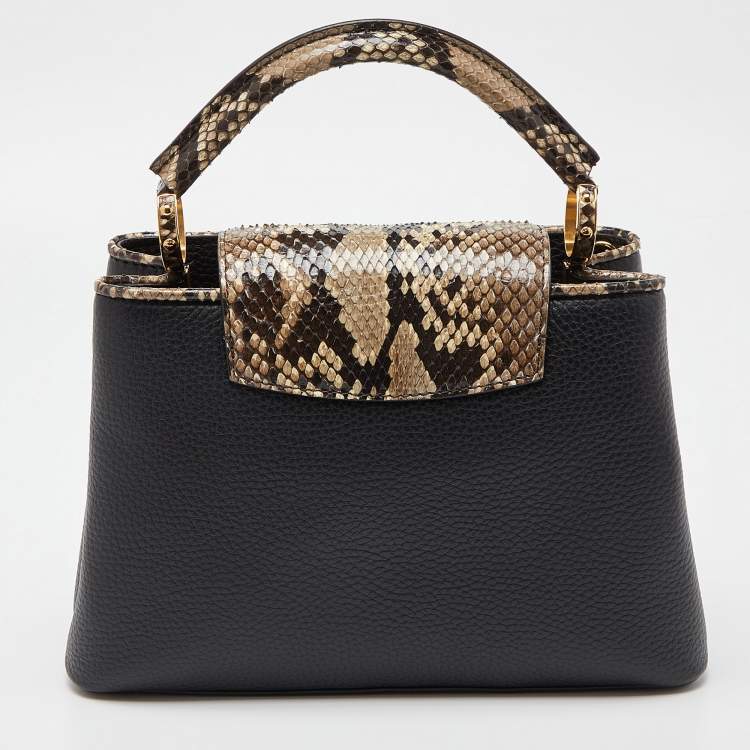 Pre Owned Louis Vuitton Black Taurillon Leather and Python Capucines BB Bag