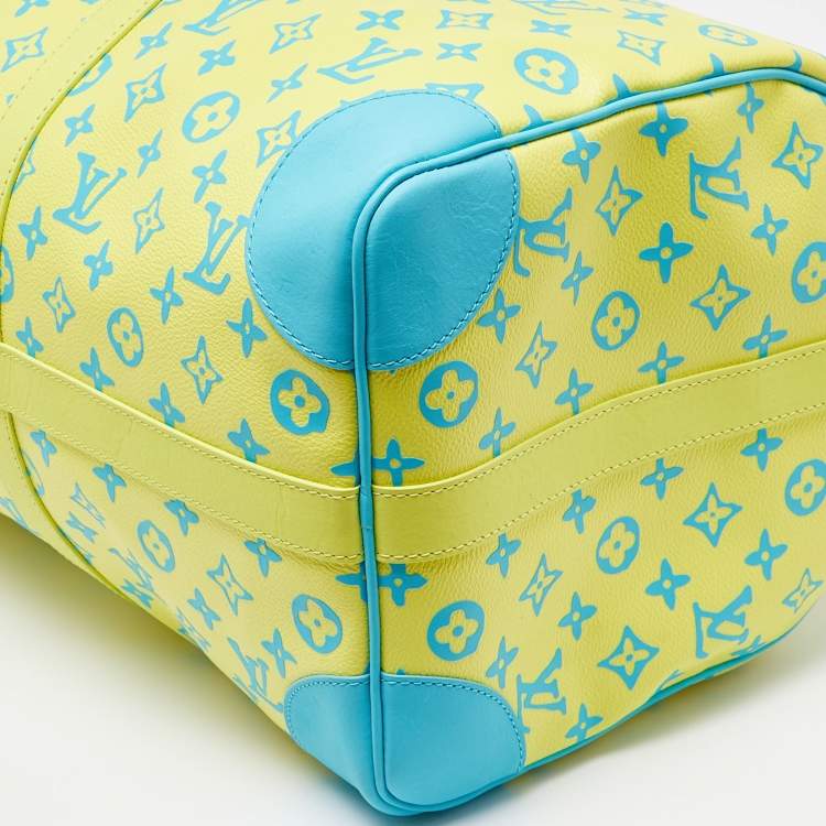 Pre Owned Louis Vuitton Lime Monogram Playground Canvas Keepall 50 Bandouliere Bag