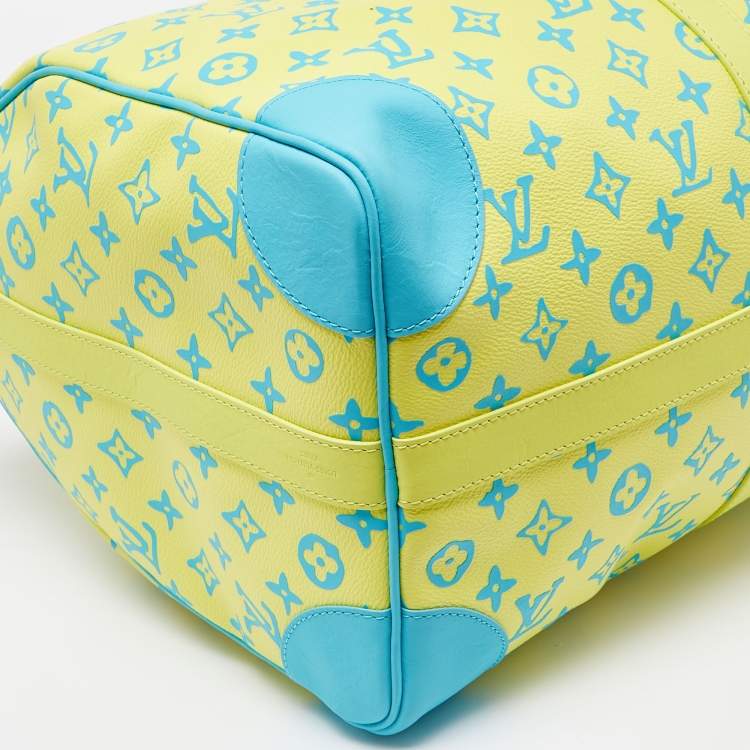 Pre Owned Louis Vuitton Lime Monogram Playground Canvas Keepall 50 Bandouliere Bag