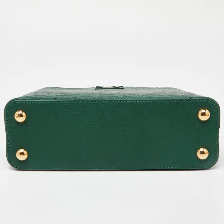 Pre Owned Louis Vuitton Green Ostrich Leather Capucines BB Bag