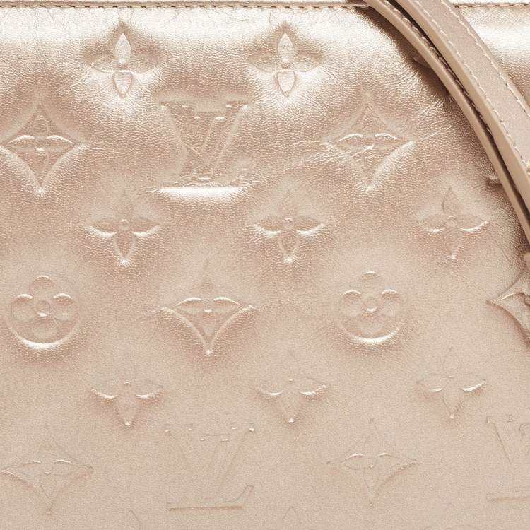 Pre Owned Louis Vuitton Gold Monogram Embossed Puffy Lambskin Coussin BB Shoulder Bag 