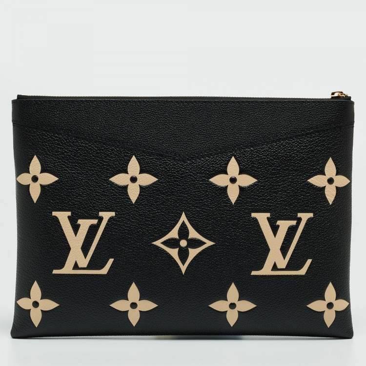 Pre Owned Louis Vuitton Black/Beige Monogram Empreinte Leather Daily Pouch