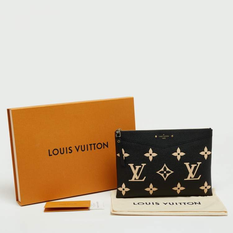 Pre Owned Louis Vuitton Black/Beige Monogram Empreinte Leather Daily Pouch