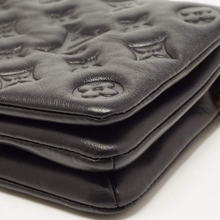 Pre Owned Louis Vuitton Black Monogram Leather Coussin Pochette Bag 