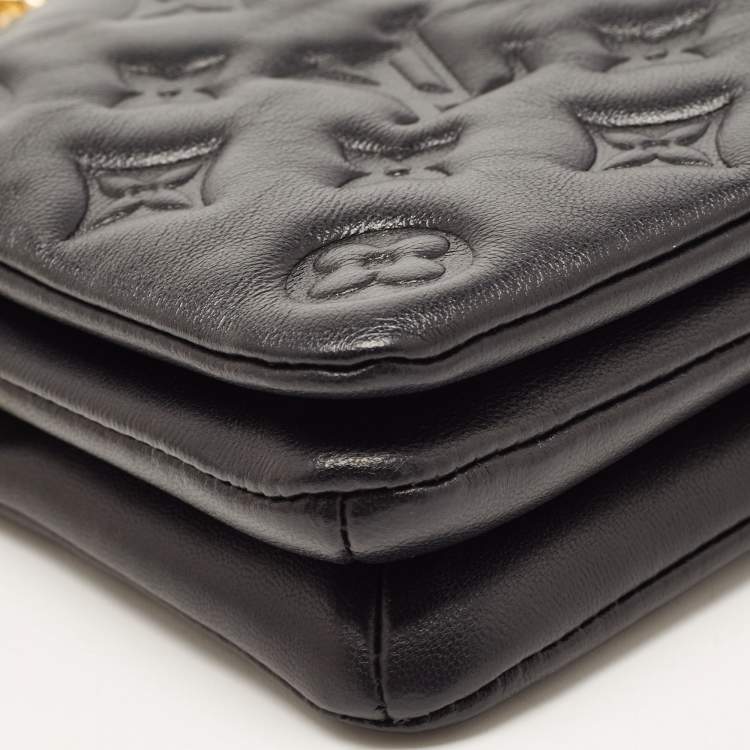 Pre Owned Louis Vuitton Black Monogram Leather Coussin Pochette Bag 