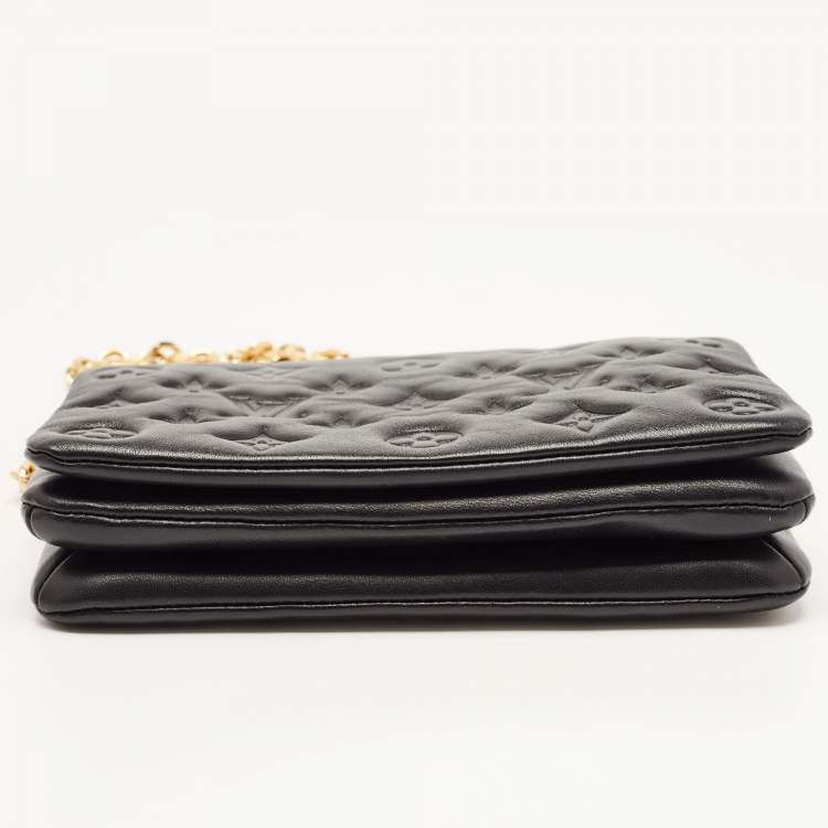 Pre Owned Louis Vuitton Black Monogram Leather Coussin Pochette Bag 