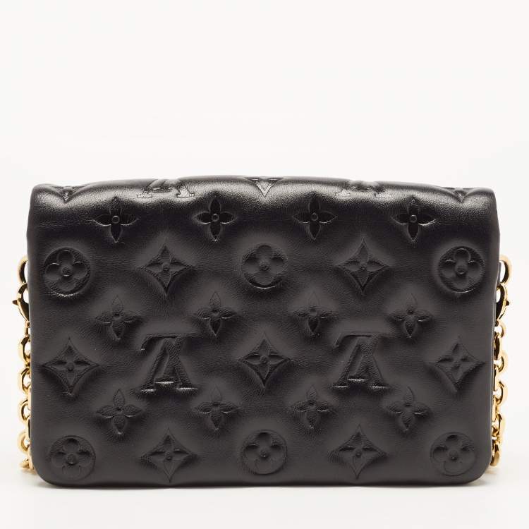 Pre Owned Louis Vuitton Black Monogram Leather Coussin Pochette Bag 
