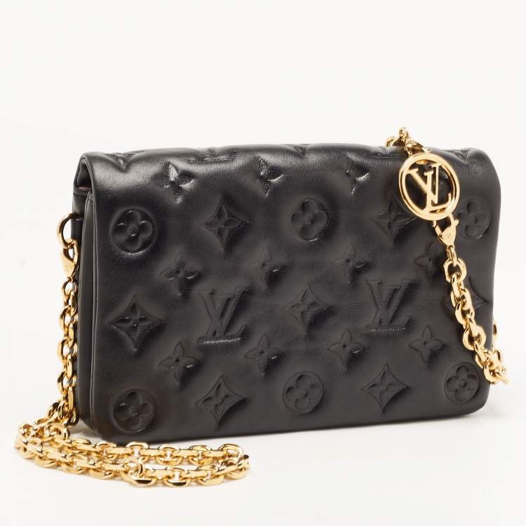 Pre Owned Louis Vuitton Black Monogram Leather Coussin Pochette Bag 