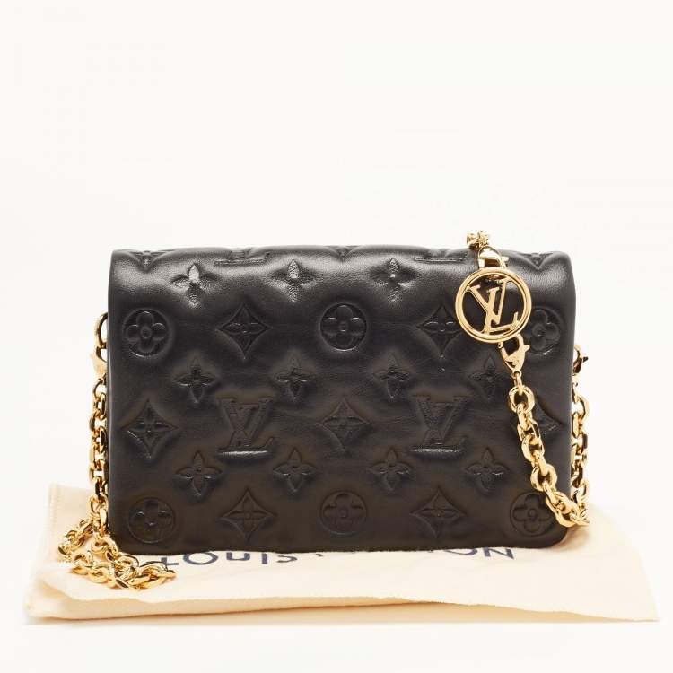Pre Owned Louis Vuitton Black Monogram Leather Coussin Pochette Bag 