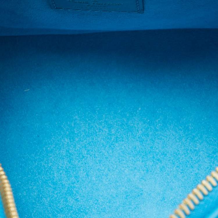 Pre Owned Louis Vuitton Bleu Nanogram Empreinte Leather Speedy Bandoulière 20 Bag