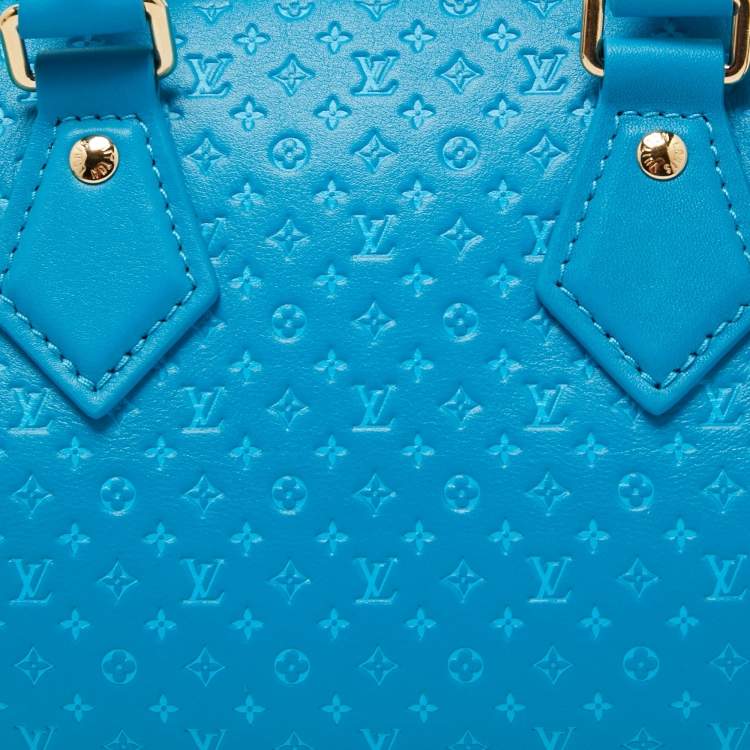 Pre Owned Louis Vuitton Bleu Nanogram Empreinte Leather Speedy Bandoulière 20 Bag