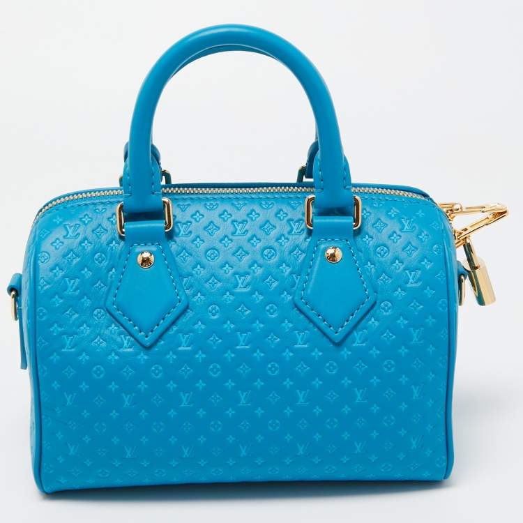 Pre Owned Louis Vuitton Bleu Nanogram Empreinte Leather Speedy Bandoulière 20 Bag