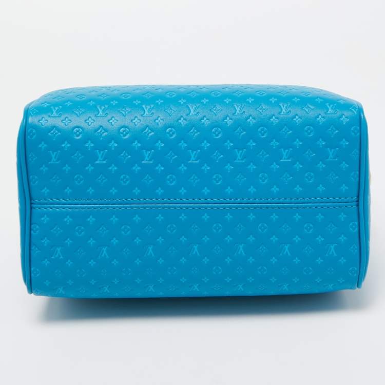 Pre Owned Louis Vuitton Bleu Nanogram Empreinte Leather Speedy Bandoulière 20 Bag