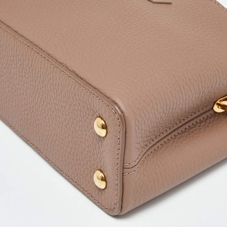 Pre Owned Louis Vuitton Taupe Leather and Python Capucines Mini Bag
