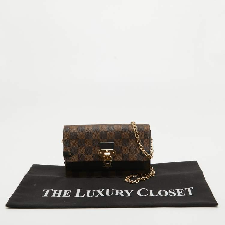Pre Owned Louis Vuitton Damier Ebene Canvas Vavin Chain Wallet 