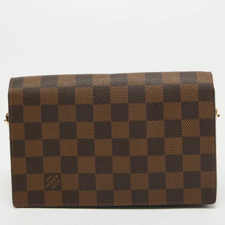 Pre Owned Louis Vuitton Damier Ebene Canvas Vavin Chain Wallet 