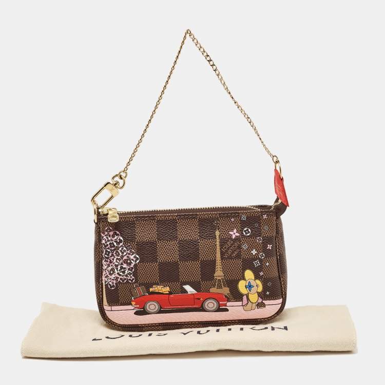 Pre Owned Louis Vuitton Damier Ebene Canvas Christmas Vivienne Paris Pochette Accessoires