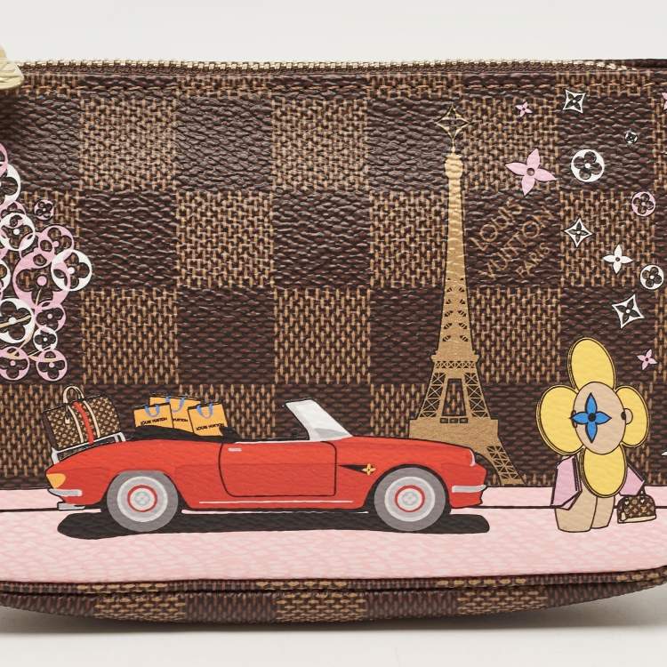 Pre Owned Louis Vuitton Damier Ebene Canvas Christmas Vivienne Paris Pochette Accessoires