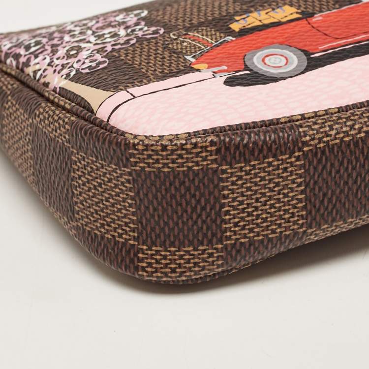 Pre Owned Louis Vuitton Damier Ebene Canvas Christmas Vivienne Paris Pochette Accessoires