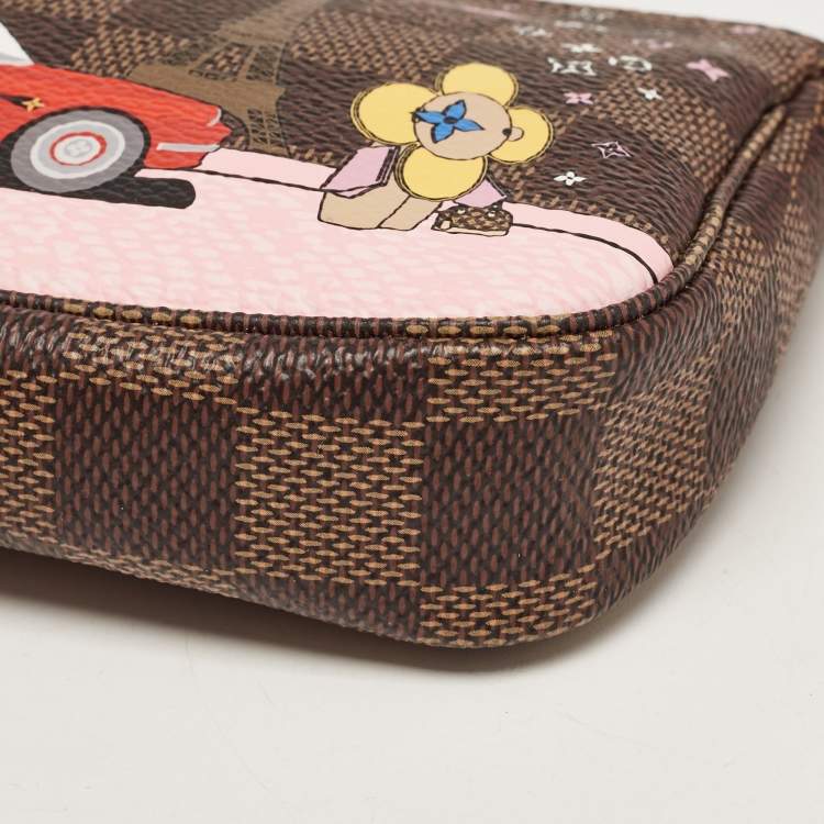 Pre Owned Louis Vuitton Damier Ebene Canvas Christmas Vivienne Paris Pochette Accessoires