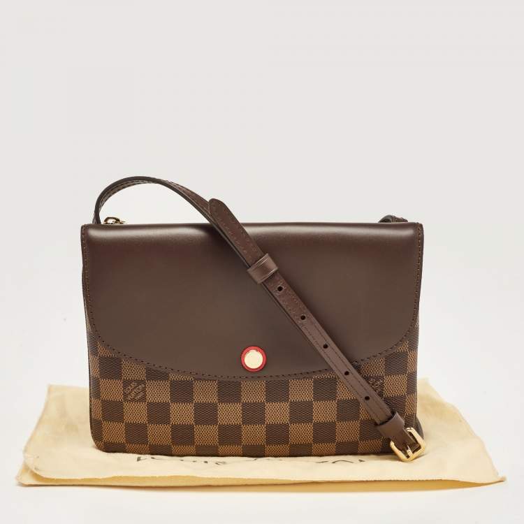 Pre Owned Louis Vuitton Damier Ebene Canvas Twice Pochette Bag