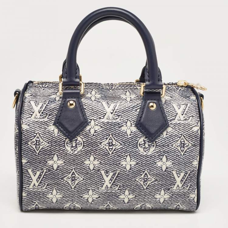 Pre Owned Louis Vuitton Blue Monogram Canvas Speedy Bandouliere 20 Bag