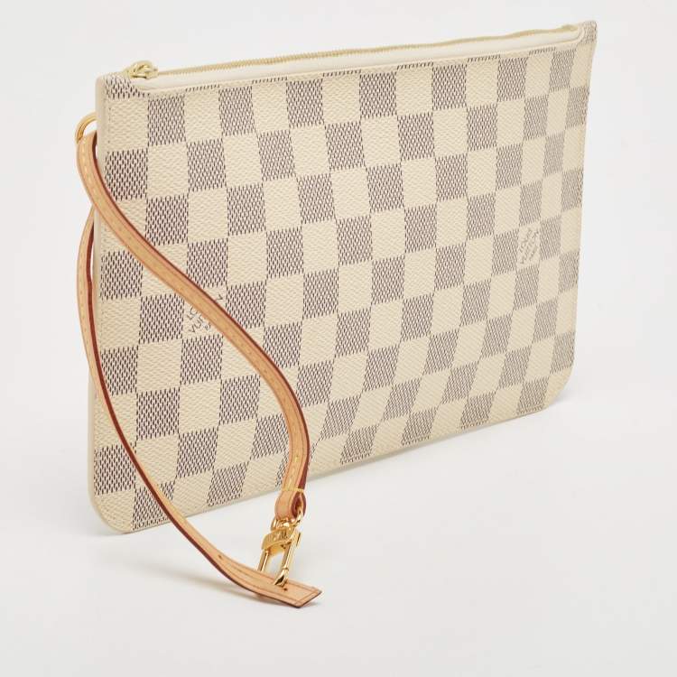 Pre Owned Louis Vuitton Damier Azur Canvas Neverfull PM Zipped Pochette