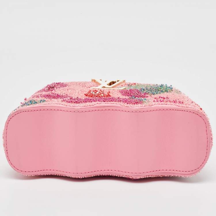 Pre Owned Louis Vuitton Pink Embroidered Satin Capucines Capushell Mini Bag