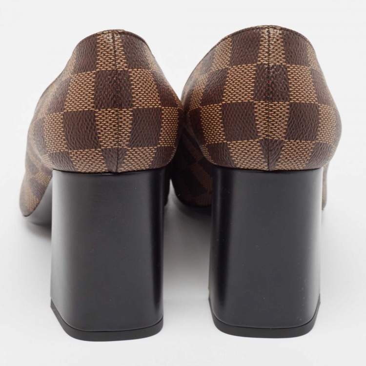 Pre Owned Louis Vuitton Brown Damier Ebene Canvas Madeleine Pumps Size 40