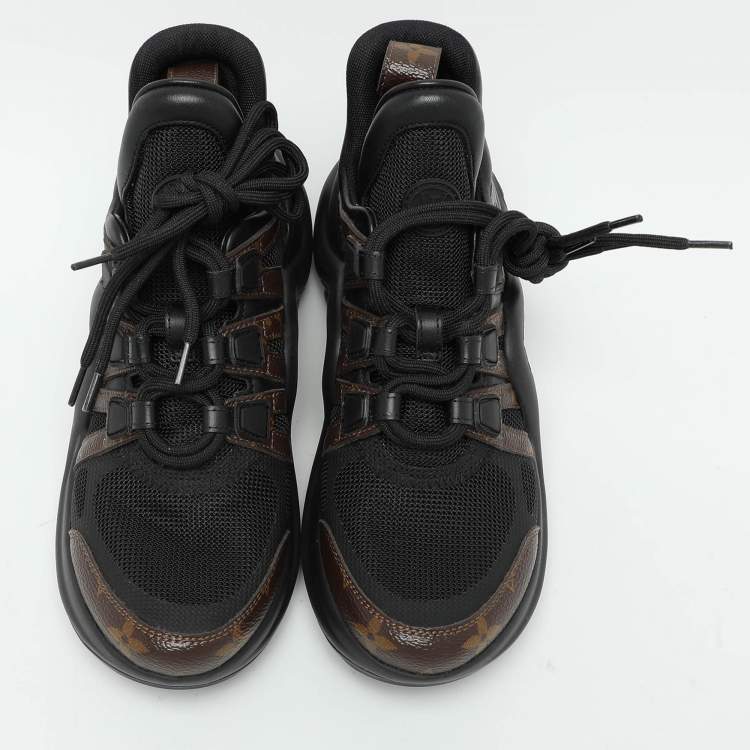 Pre Owned Louis Vuitton Black Mesh and Monogram Canvas Archlight Low Top Sneakers Size 35.5