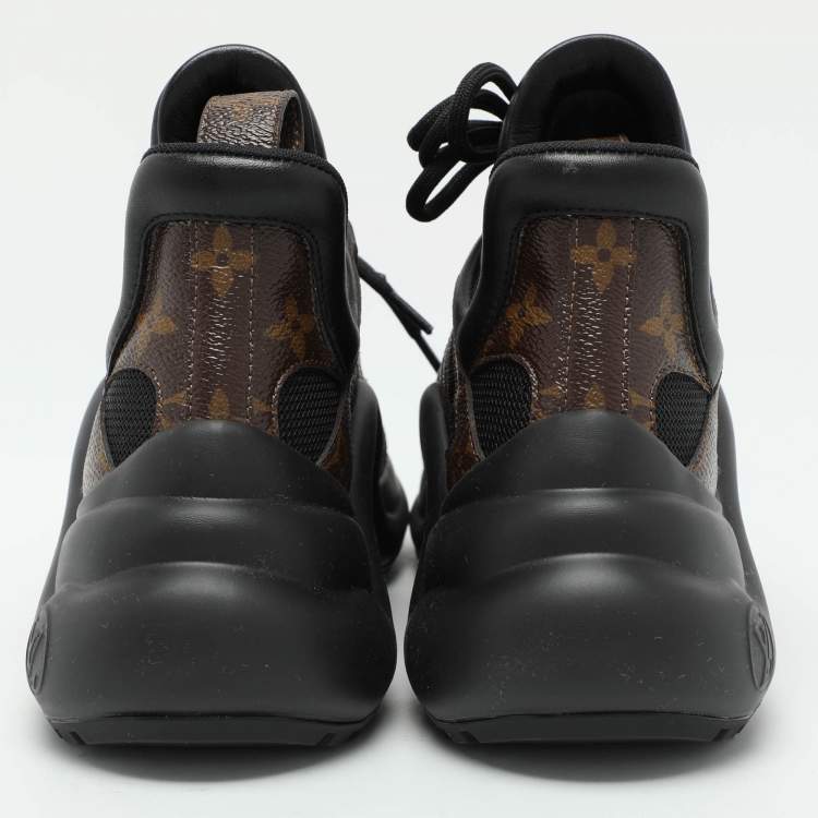 Pre Owned Louis Vuitton Black Mesh and Monogram Canvas Archlight Low Top Sneakers Size 35.5