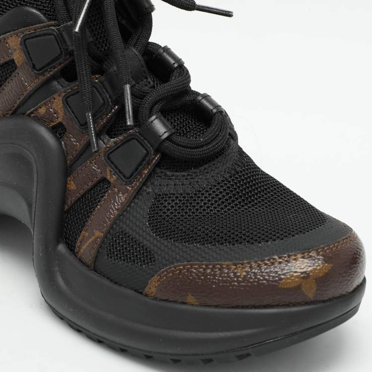 Pre Owned Louis Vuitton Black Mesh and Monogram Canvas Archlight Low Top Sneakers Size 35.5