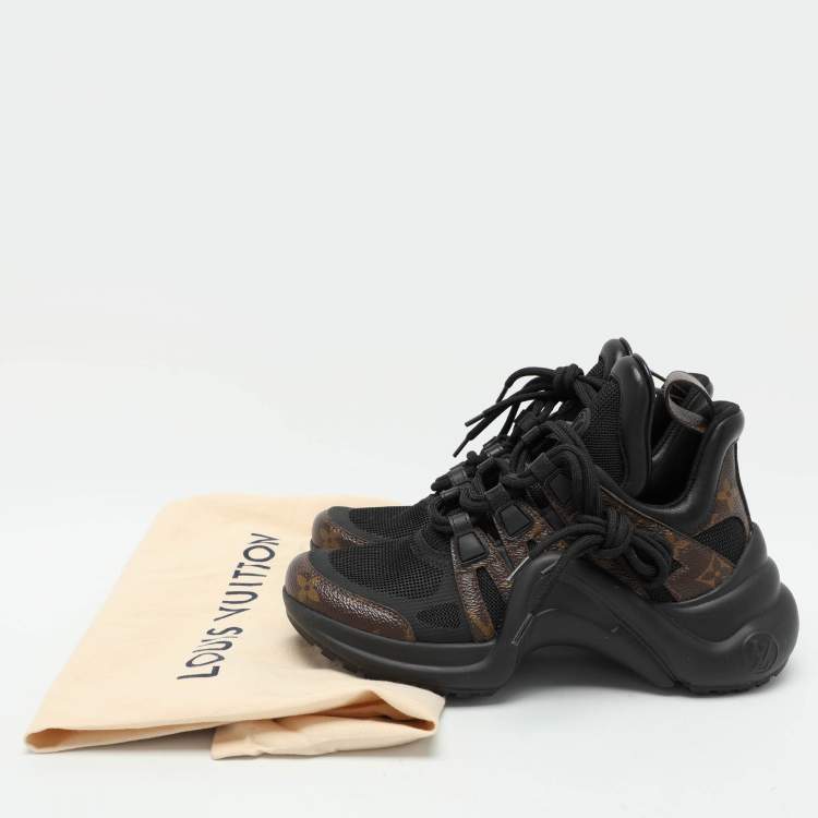 Pre Owned Louis Vuitton Black Mesh and Monogram Canvas Archlight Low Top Sneakers Size 35.5