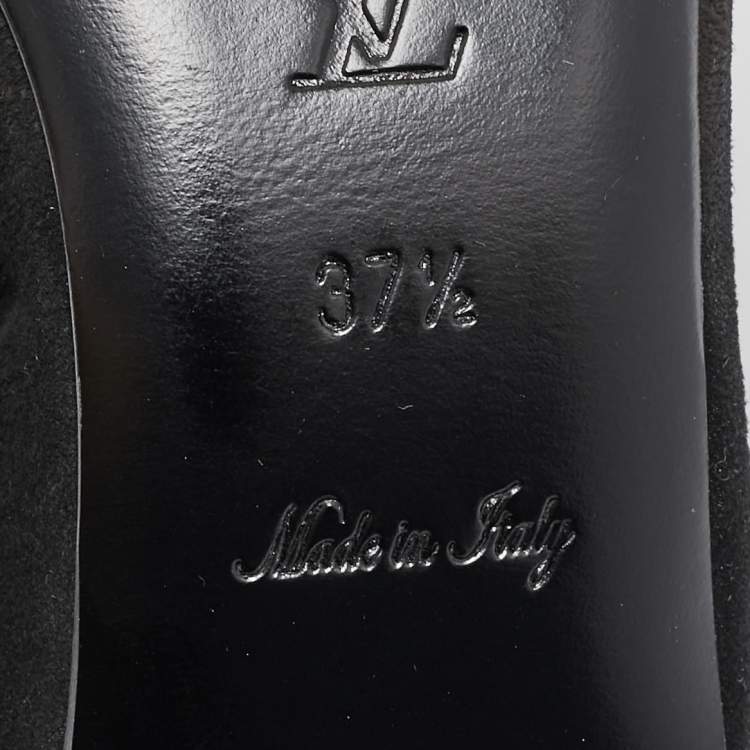 Pre Owned Louis Vuitton Black Suede Embellished Ballet Flats Size 37.5