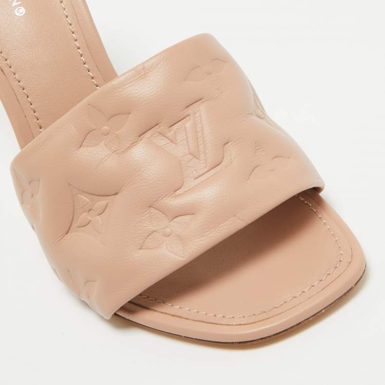 Pre Owned Louis Vuitton Beige Leather Revival Slide Sandals Size 37