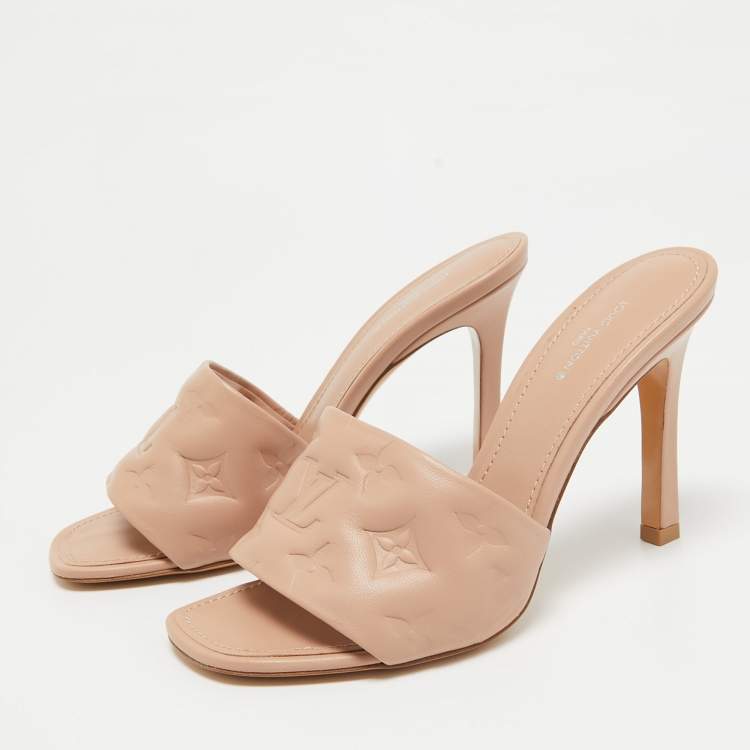 Pre Owned Louis Vuitton Beige Leather Revival Slide Sandals Size 37