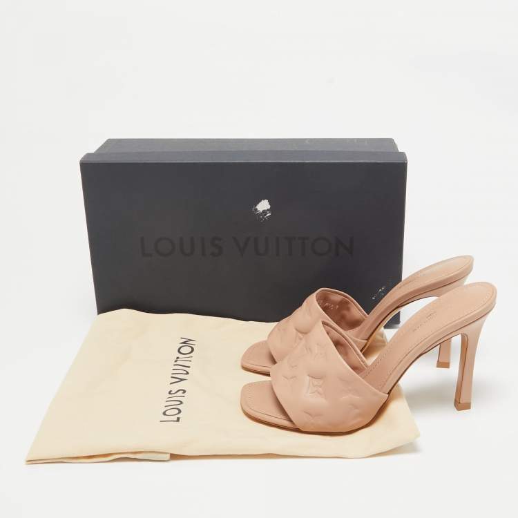 Pre Owned Louis Vuitton Beige Leather Revival Slide Sandals Size 37