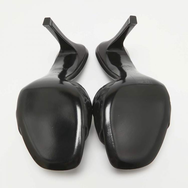 Pre Owned Louis Vuitton Black Monogram Embossed Leather Revival Sandals Size 39.5