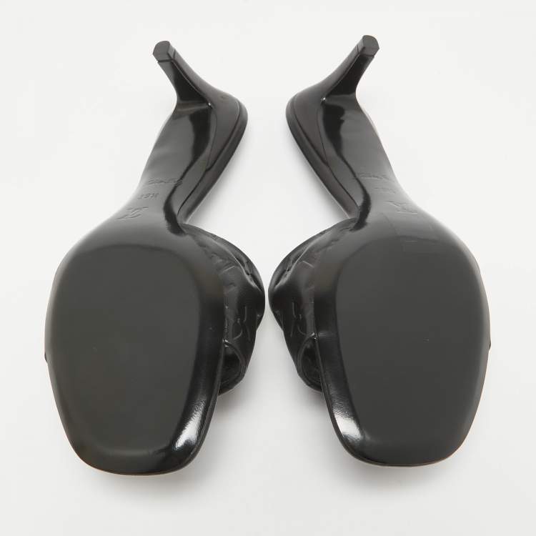 Pre Owned Louis Vuitton Black Leather Revival Slide Sandals Size 39.5