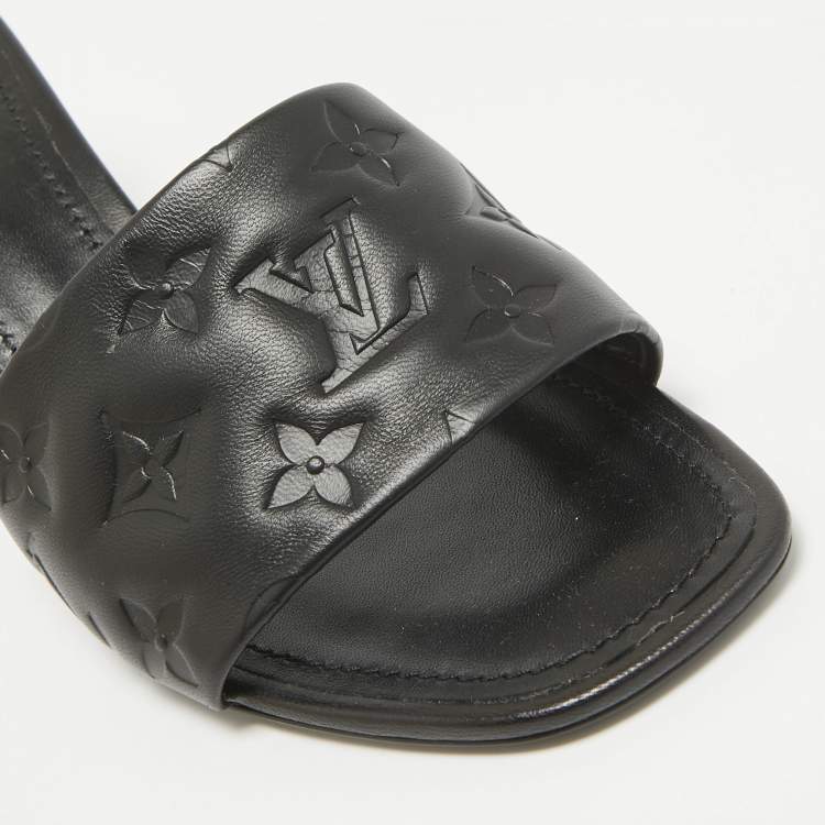 Pre Owned Louis Vuitton Black Leather Revival Slide Sandals Size 39.5