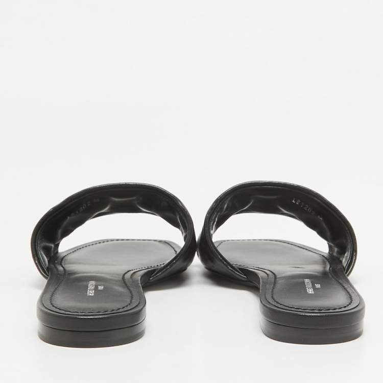 Pre Owned Louis Vuitton Black Leather Revival Flat Sandals Size 38