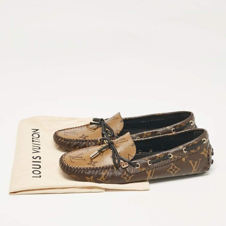 Pre Owned Louis Vuitton Brown Monogram Canvas Gloria Loafers Size 37.5