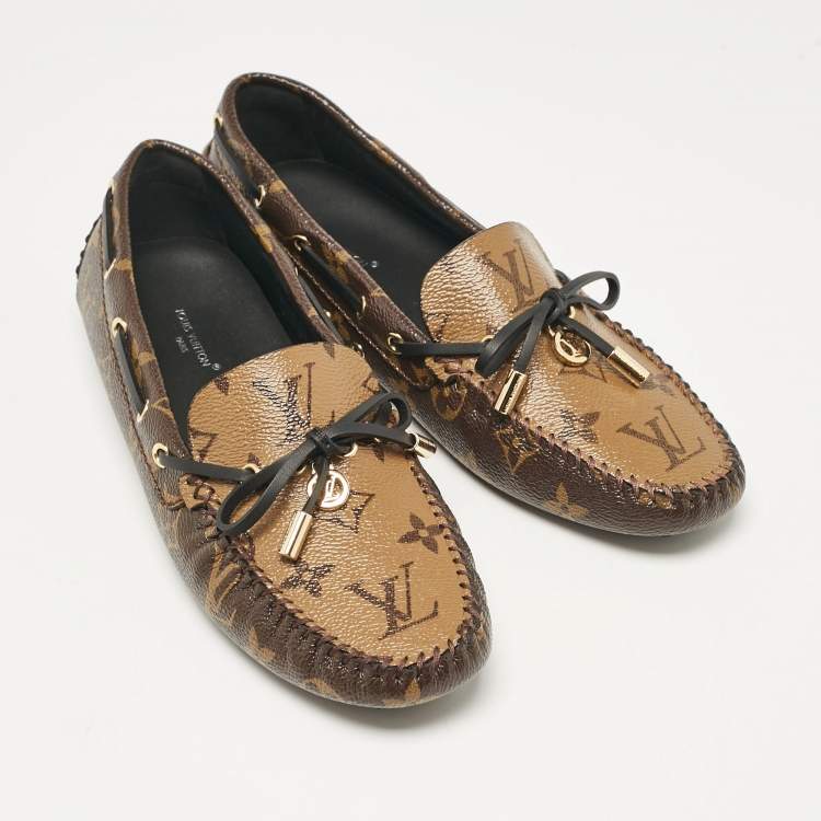 Pre Owned Louis Vuitton Brown Monogram Canvas Gloria Loafers Size 37.5