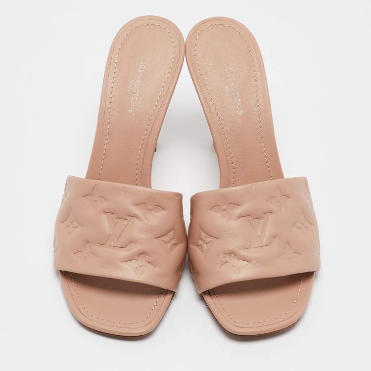Pre Owned Louis Vuitton Beige Leather Revival Slide Sandals Size 39