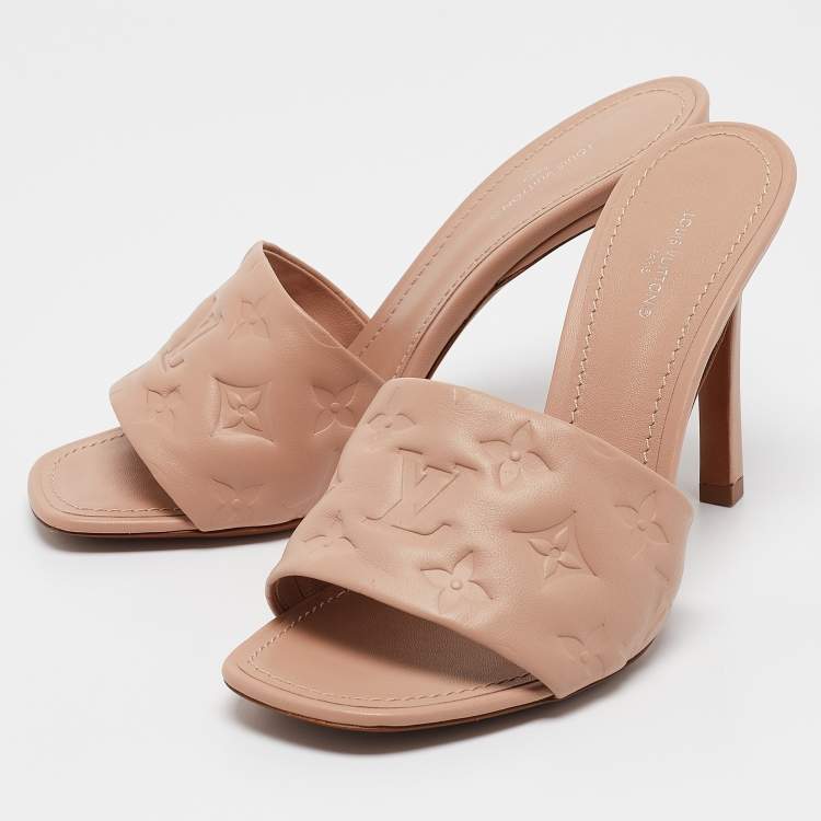 Pre Owned Louis Vuitton Beige Leather Revival Slide Sandals Size 39