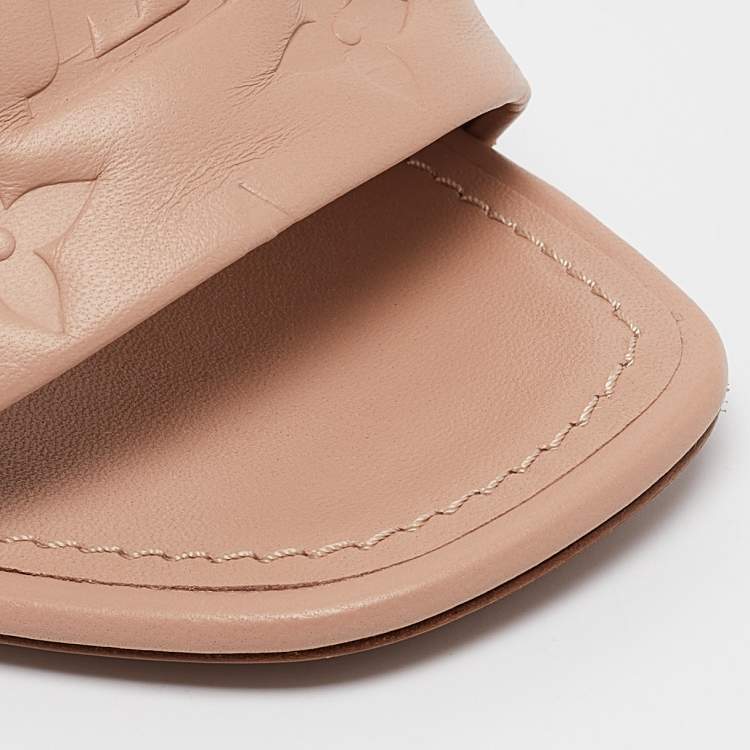 Pre Owned Louis Vuitton Beige Leather Revival Slide Sandals Size 39