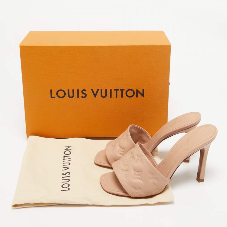 Pre Owned Louis Vuitton Pink Leather Revival Slide Sandals Size 38