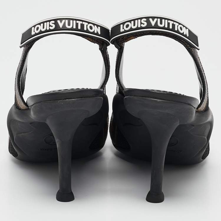 Pre Owned Louis Vuitton Monogram Canvas and Leather Archlight Slingback Pumps Size 39.5
